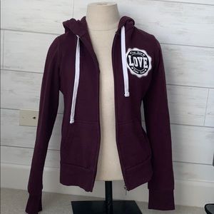 Dark Purple Love Zip Up Hoodie Jacket Graphic